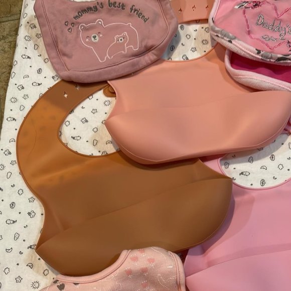 Baby Girl Bibs Silicone Pocket Bibs Cloth Bibs EIGHT BIBS - Picture 3 of 5